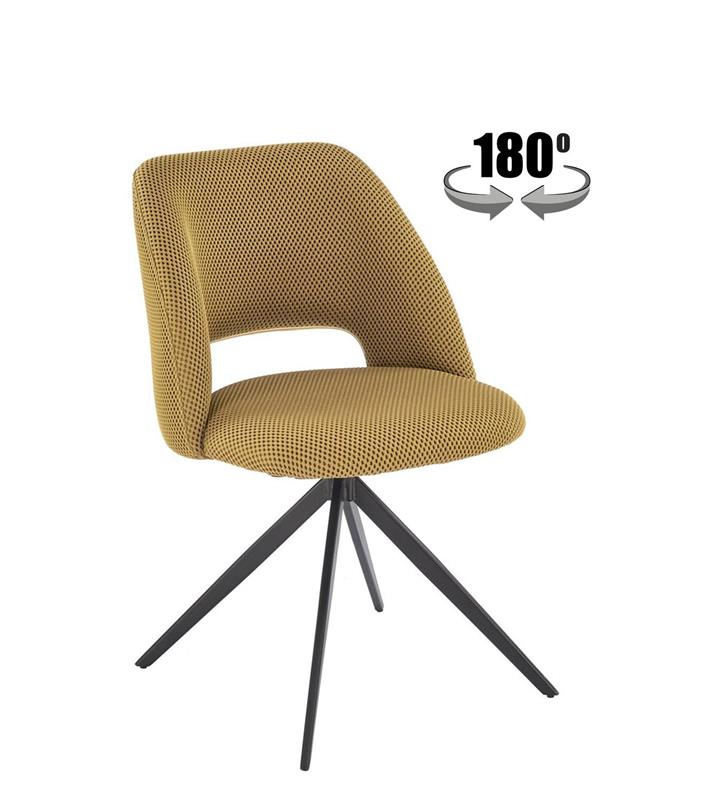 K546 jedálenská stolička otočná, látka velvet, horčicová