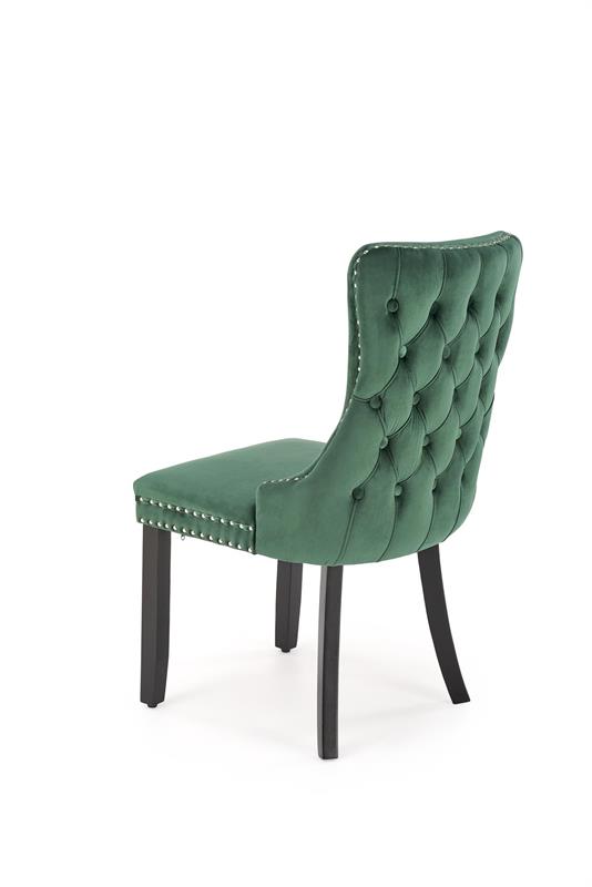 ALDA jedálenská stolička, masívne drevo/látka velvet, tmavozelená