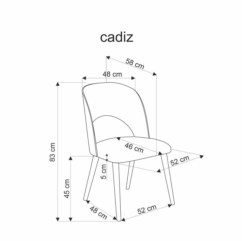 CADIZ stolička jedálenská, prírodná/sivá