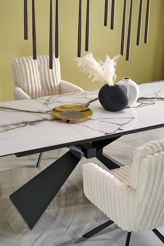 LUCIANO jedálenský rozkladací stôl 180-230cm, biely mramor /čierna