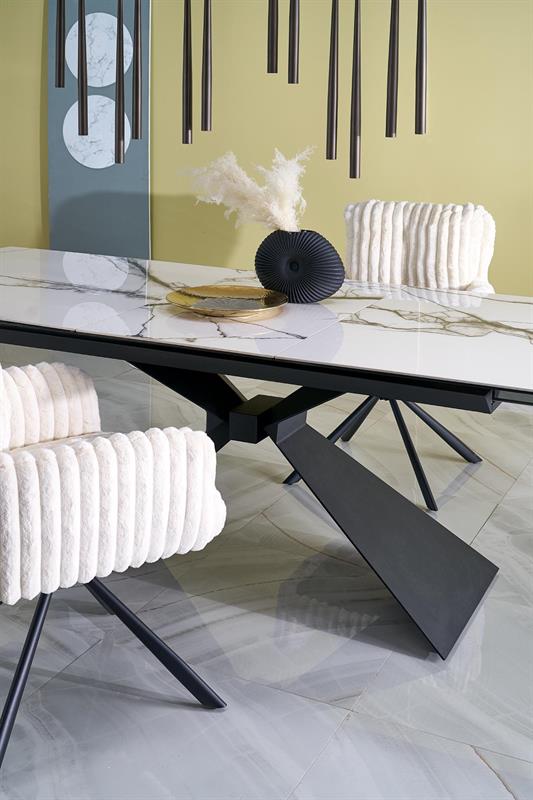 LUCIANO jedálenský rozkladací stôl 180-230cm, biely mramor /čierna