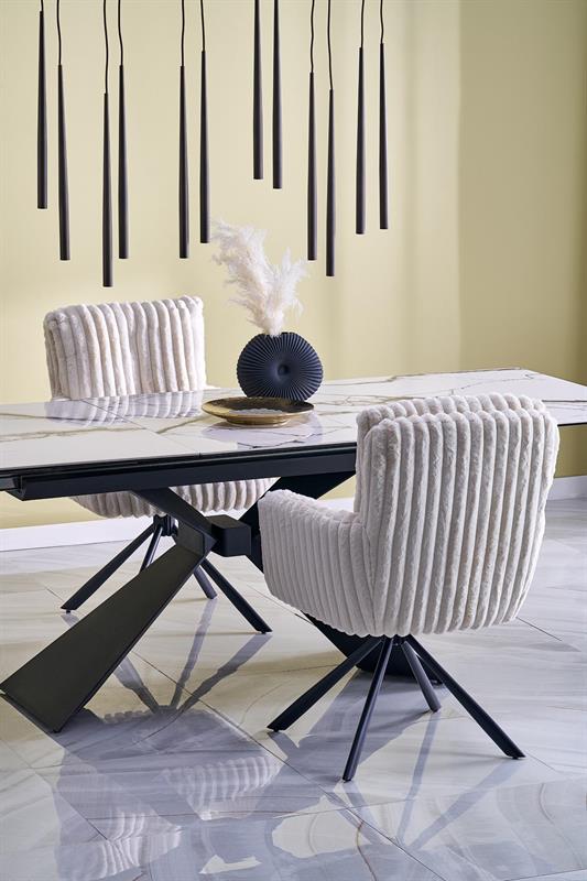 LUCIANO jedálenský rozkladací stôl 180-230cm, biely mramor /čierna