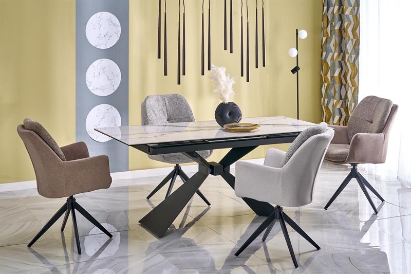 LUCIANO jedálenský rozkladací stôl 180-230cm, biely mramor /čierna