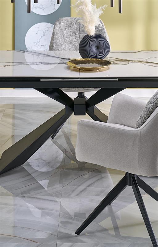 LUCIANO jedálenský rozkladací stôl 180-230cm, biely mramor /čierna