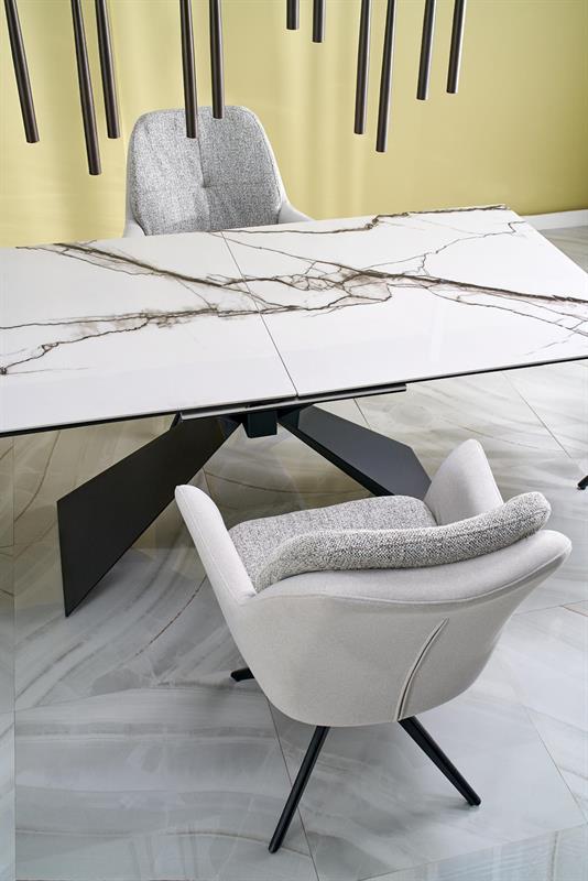 LUCIANO jedálenský rozkladací stôl 180-230cm, biely mramor /čierna