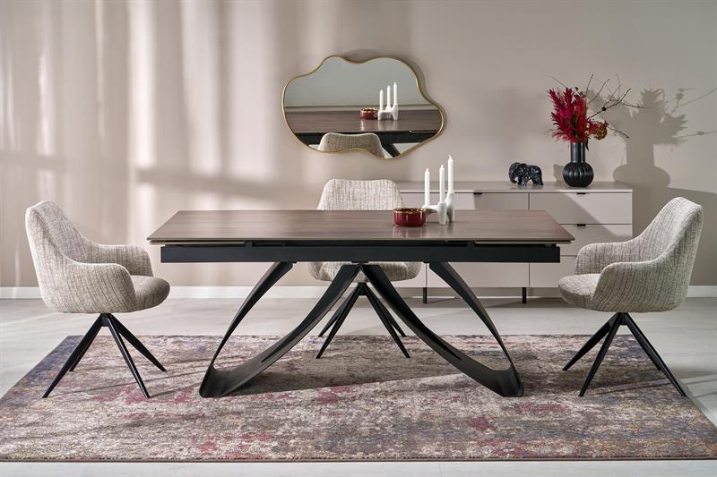 HILARIO rozkladací jedálenský stôl, doska orechový, nohy - čierny