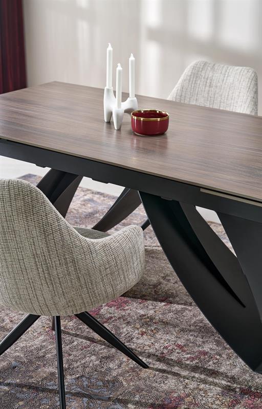 HILARIO rozkladací jedálenský stôl, doska orechový, nohy - čierny