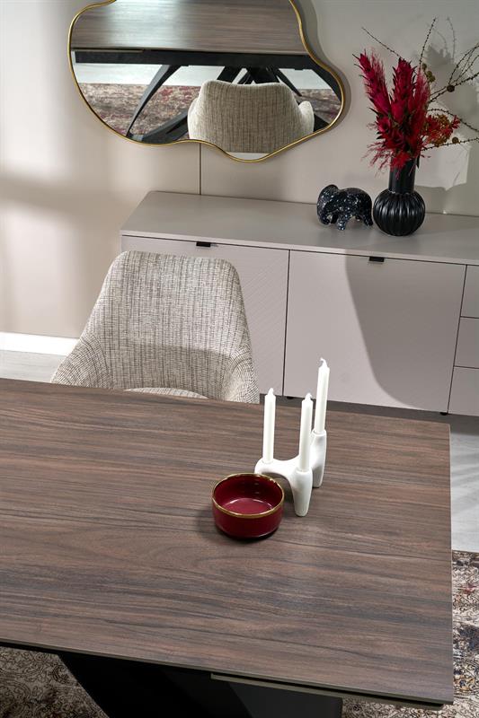 HILARIO rozkladací jedálenský stôl, doska orechový, nohy - čierny