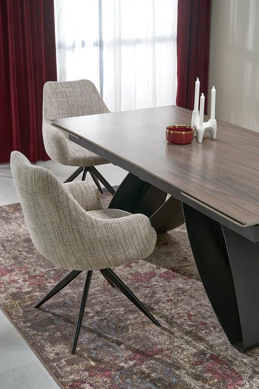 HILARIO rozkladací jedálenský stôl, doska orechový, nohy - čierny