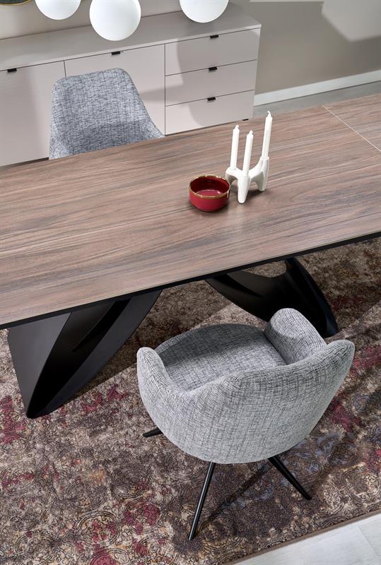 HILARIO rozkladací jedálenský stôl, doska orechový, nohy - čierny