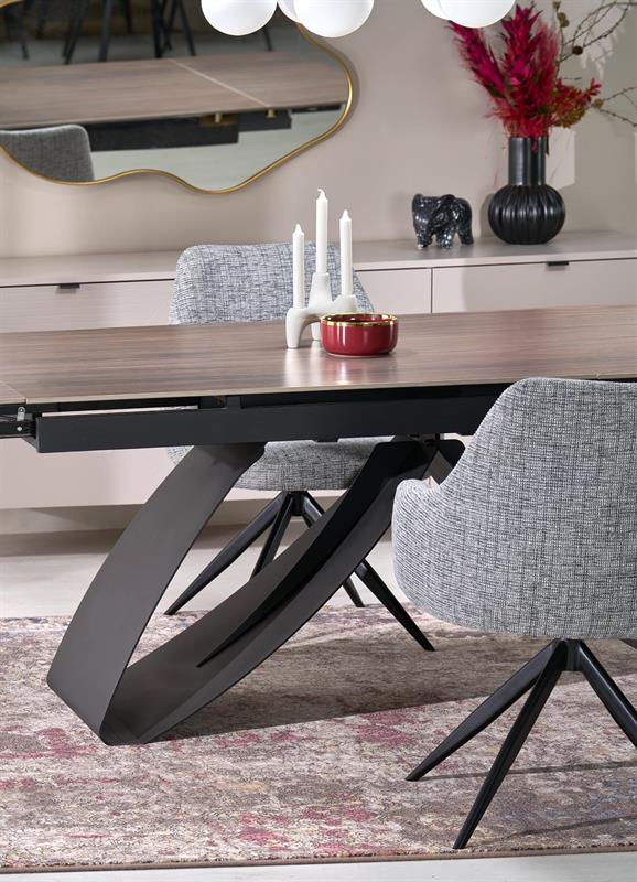 HILARIO rozkladací jedálenský stôl, doska orechový, nohy - čierny