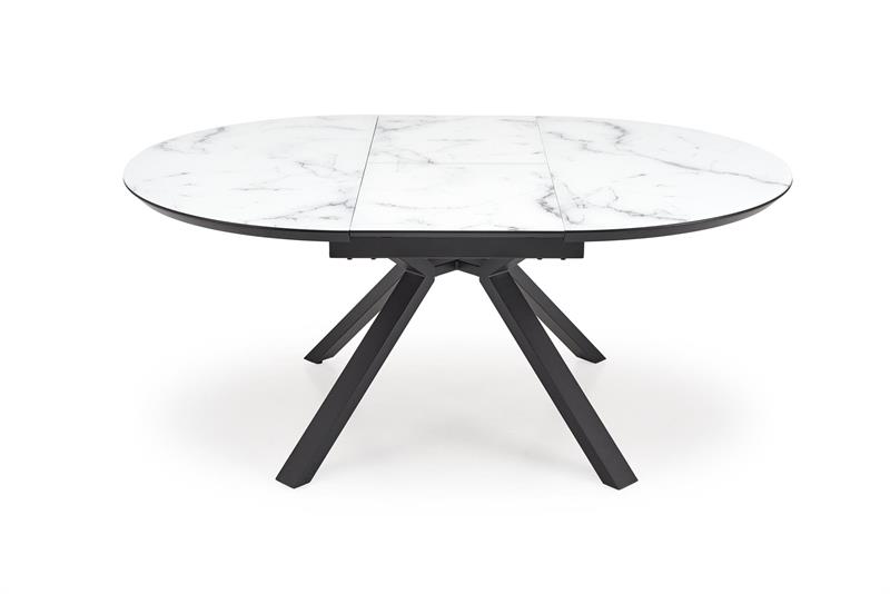Rozkladací stôl VERTIGO 130-180 cm, doska - biely mramor, nohy - čierne