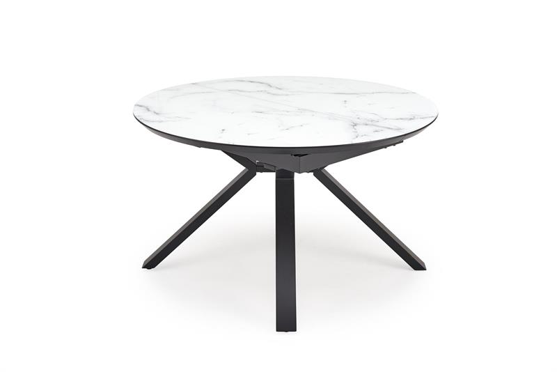 Rozkladací stôl VERTIGO 130-180 cm, doska - biely mramor, nohy - čierne