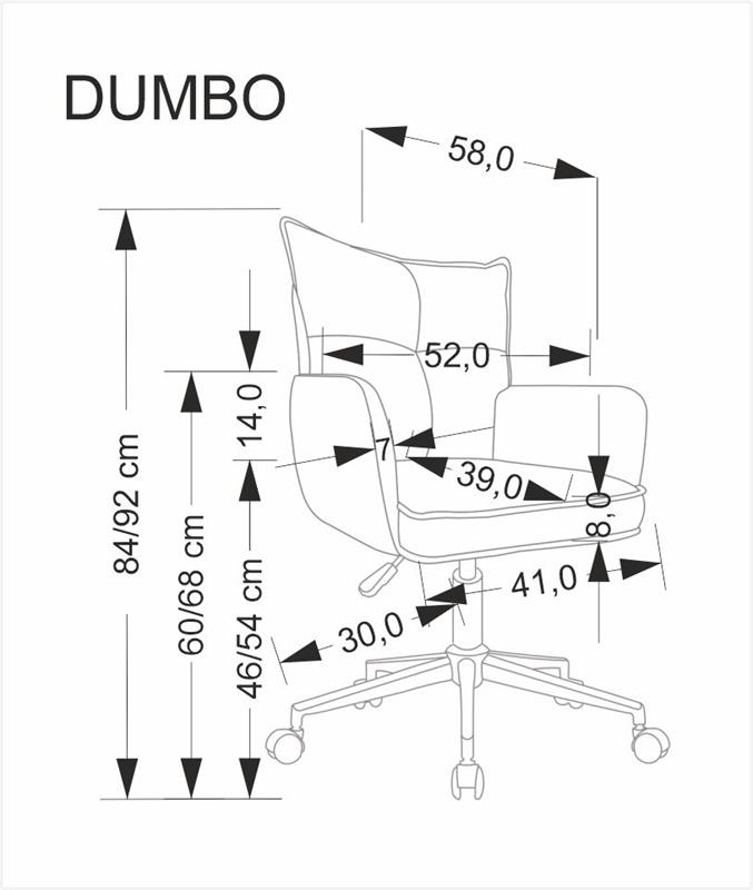 DUMBO kancelárske kreslo, svetlosivé
