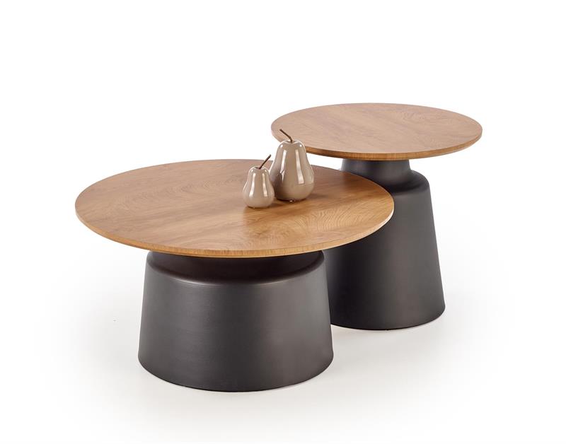 MALOMI sada 2 konferenčných stolíkov, prírodná/čierna