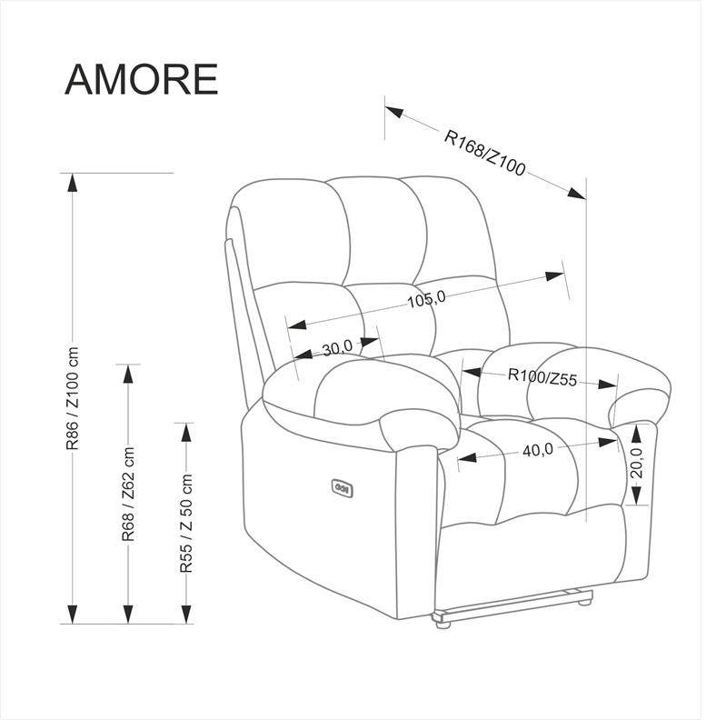AMORE relaxačné kreslo sivý
