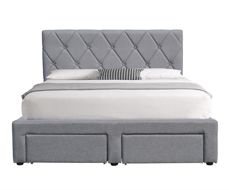 BETINA 140X200 cm posteľ so zásuvkami, sivá látka