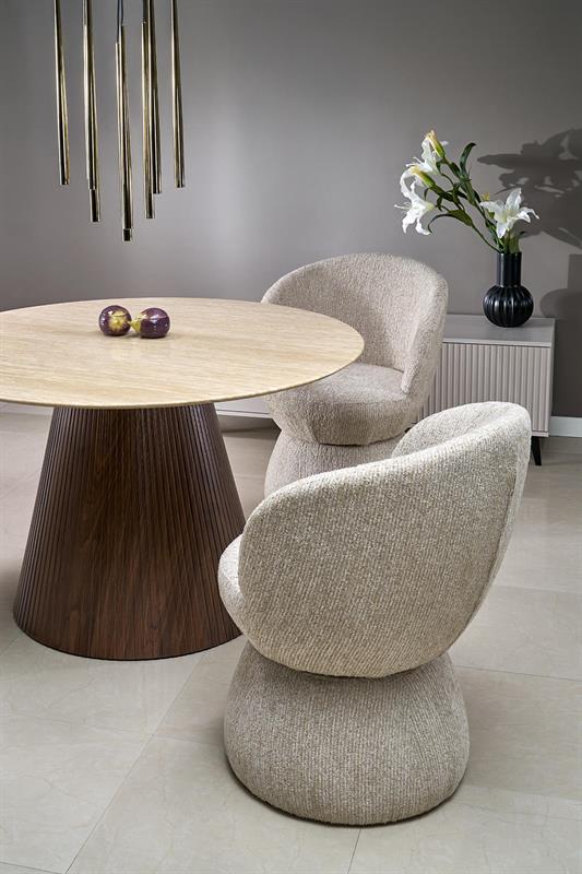 PIREUS jedálenský okrúhly stôl, travertín/orech