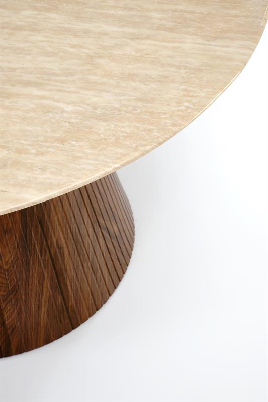 PIREUS jedálenský okrúhly stôl, travertín/orech