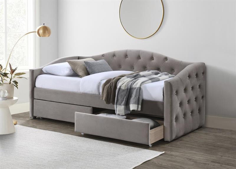 ALOHA posteľ so zásuvkami, béžový zamat