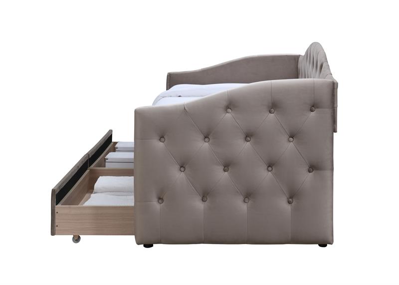 ALOHA posteľ so zásuvkami, béžový zamat
