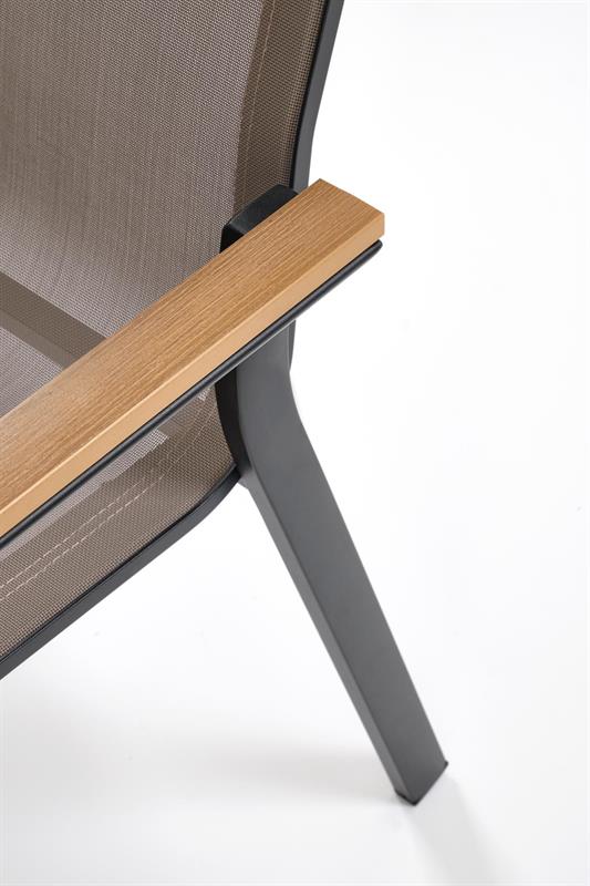 Záhradné kreslo FIERRO – čierna/sivá/hnedá