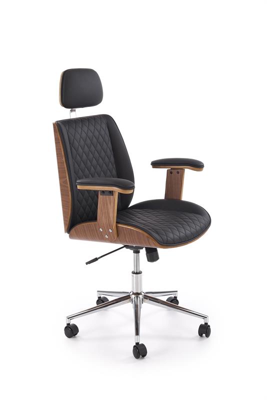 TIMBER kancelárske kreslo, ohybná preglejka/eko koža, orech/čierna