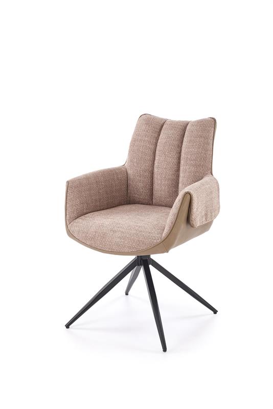 K579 jedálenská stolička, čierna/látka -eko koža hnedá