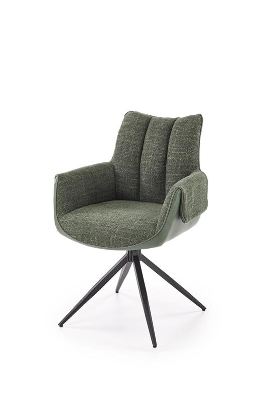 K579 jedálenská stolička, čierna/látka -eko koža zelená