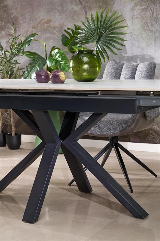 PLATAN rozkladací jedálenský stôl, biely mramor/čierna