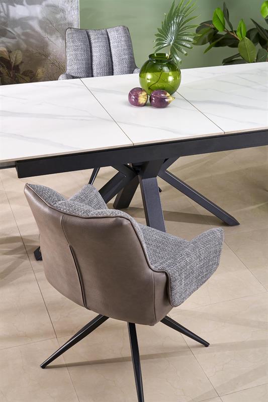 PLATAN rozkladací jedálenský stôl, biely mramor/čierna