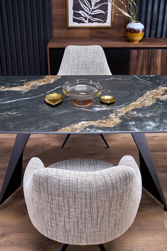 ARMANI rozkladací jedálenský stôl, doska - čierny mramor, noha - čierna