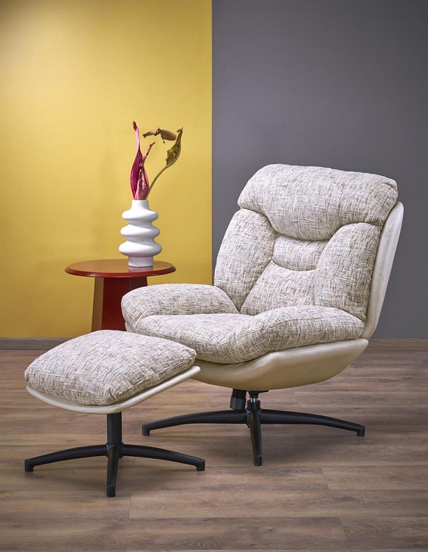 KRONOS kreslo s taburetom, béžové/viacfarebné