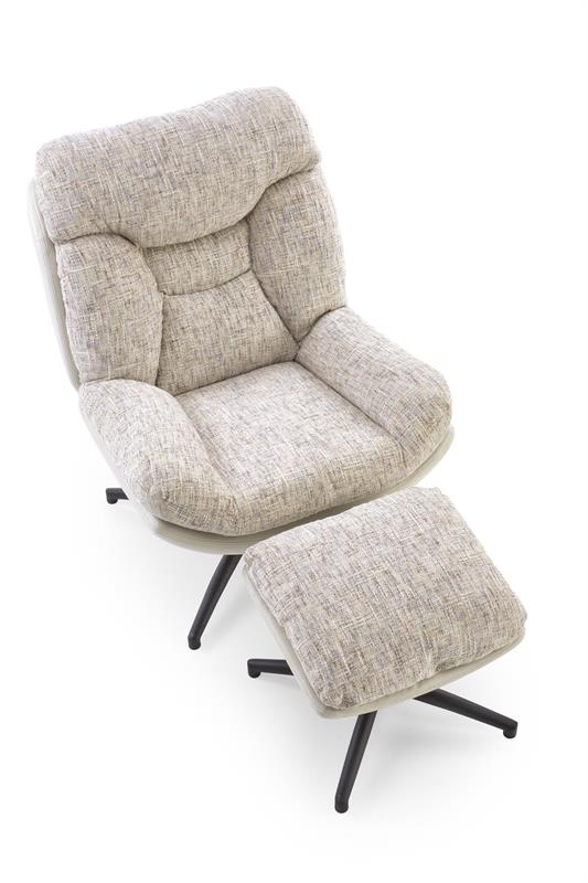 KRONOS kreslo s taburetom, béžové/viacfarebné