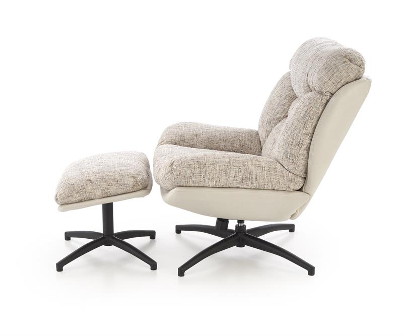 KRONOS kreslo s taburetom, béžové/viacfarebné