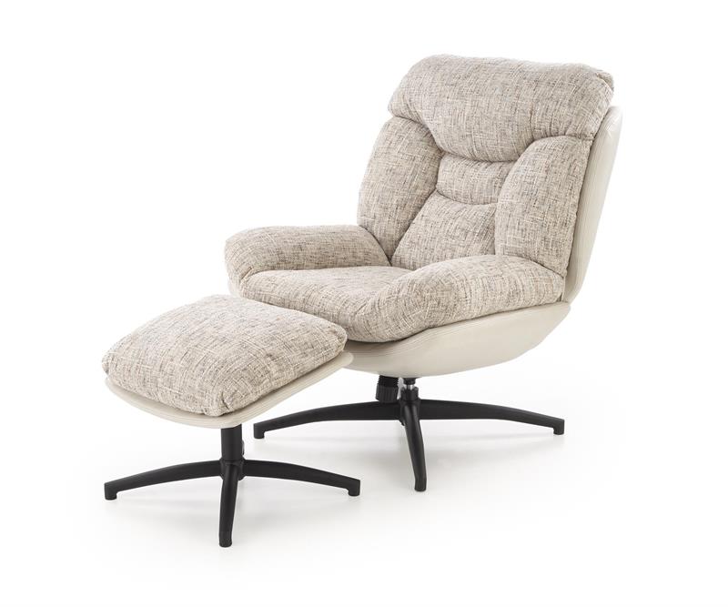 KRONOS kreslo s taburetom, béžové/viacfarebné