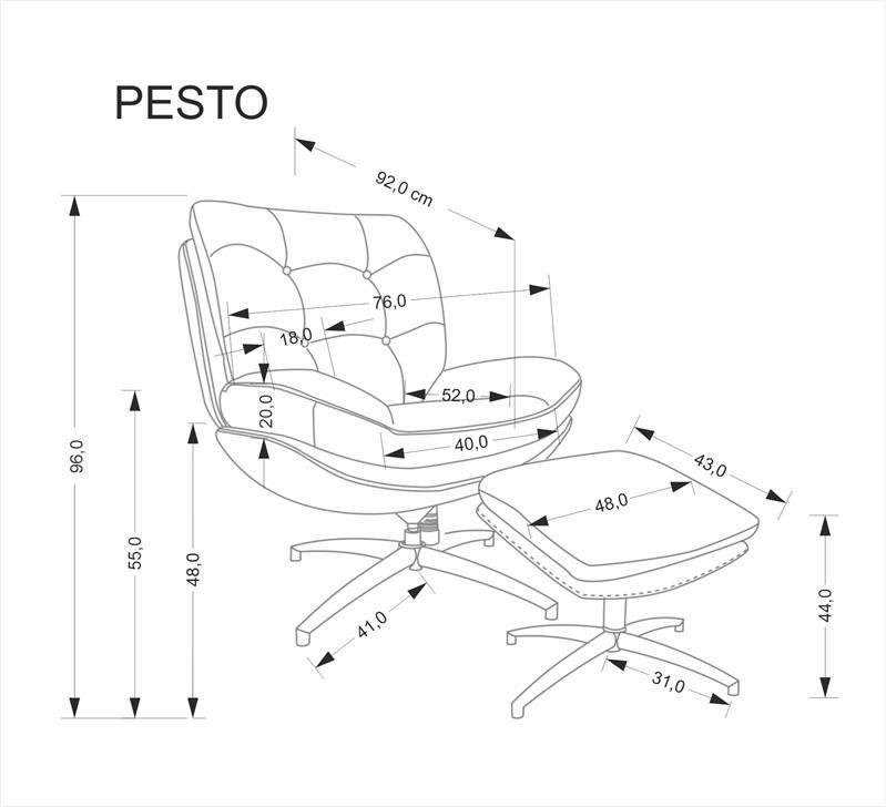 PESTO relaxačné kreslo s taburetom a funkciou hojdania, béžové