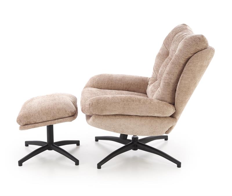 PESTO relaxačné kreslo s taburetom a funkciou hojdania, béžové