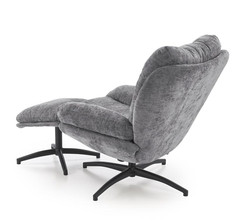 PESTO relaxačné kreslo s taburetom a funkciou hojdania, sivé