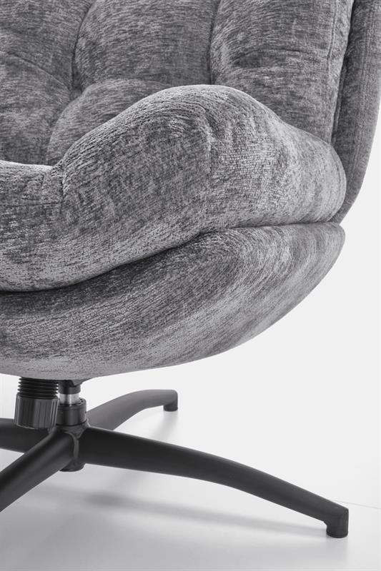 PESTO relaxačné kreslo s taburetom a funkciou hojdania, sivé