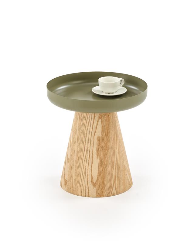 GINA konferenčný stolík 40/42cm,  MDF+dyha, prírodná / zelená