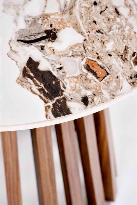 CARINA_S konferenčný stolík béžový mramor / orechový