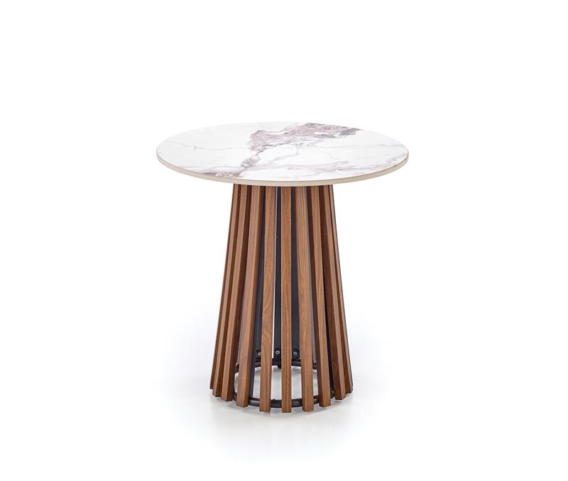 CARINA_S konferenčný stolík béžový mramor / orechový