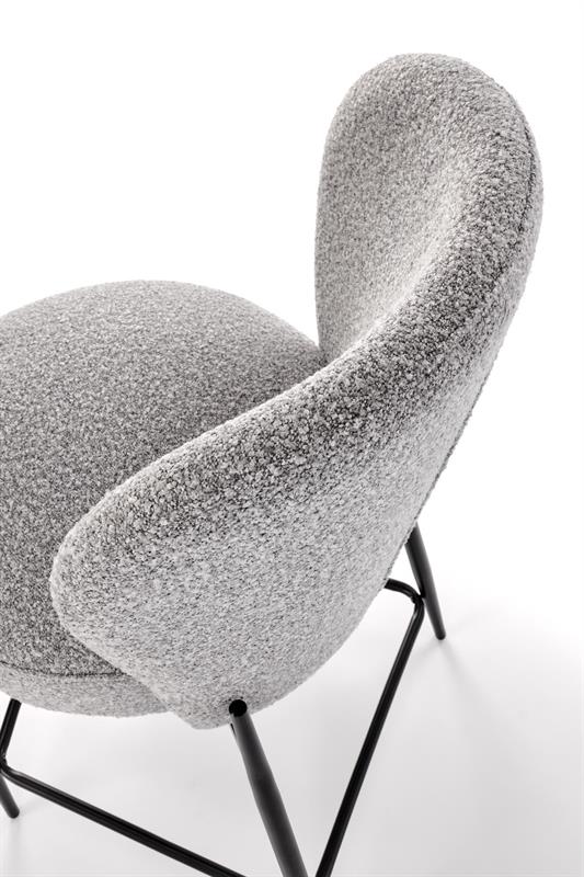 HOKER H126 barová stolička, látka sivá /oceľ, čierna