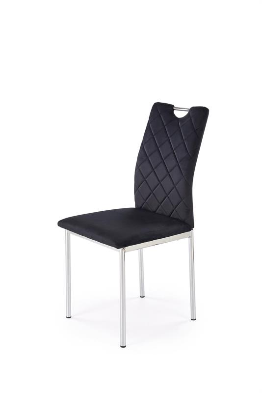 K578 jedálenská stolička, látka VELVET 66 čierne /nohy strieborné