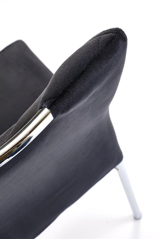 K578 jedálenská stolička, látka VELVET 66 čierne /nohy strieborné