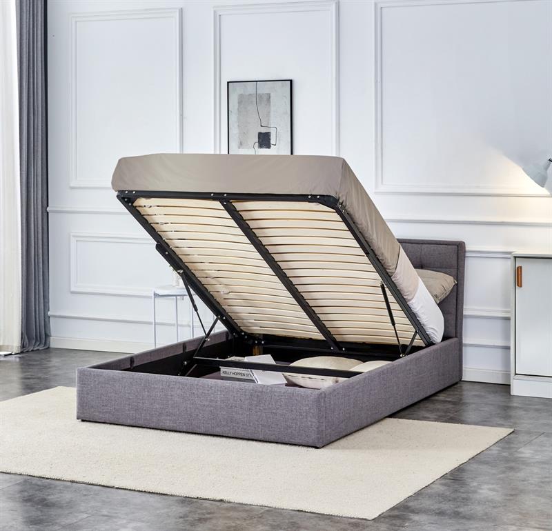 PADVA 140x200 cm posteľ s úložným priestorom, sivá látka