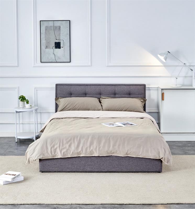 PADVA 140x200 cm posteľ s úložným priestorom, sivá látka