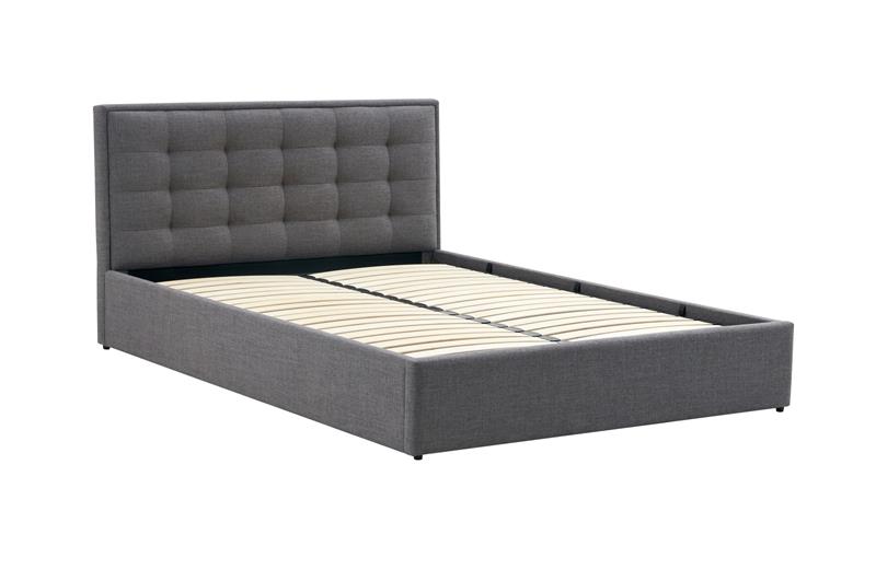 PADVA 140x200 cm posteľ s úložným priestorom, sivá látka