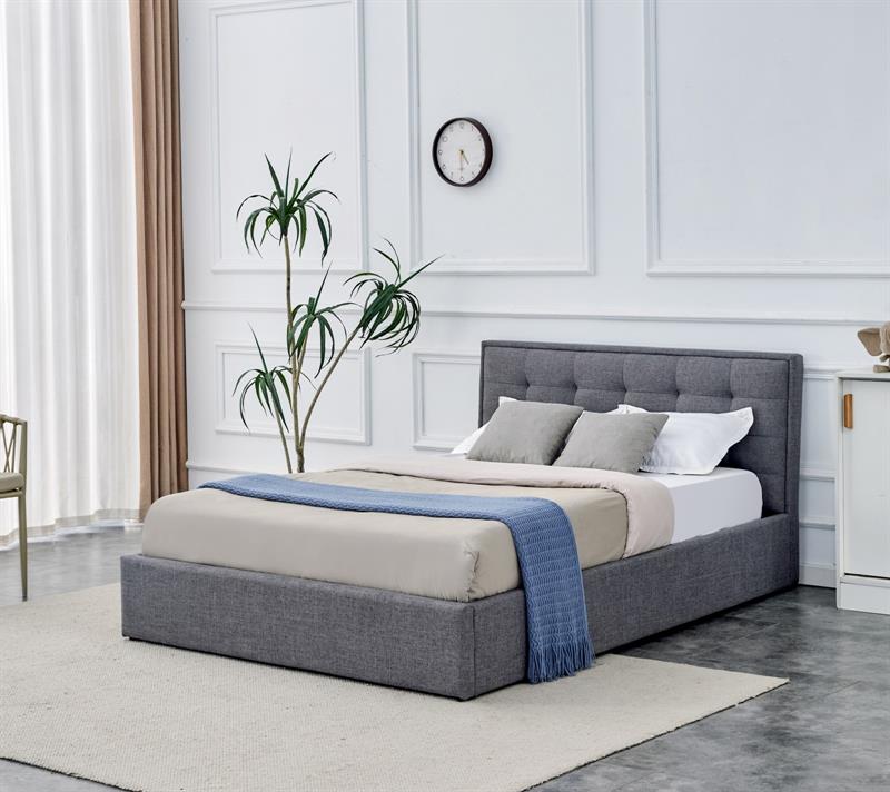 PADVA 140x200 cm posteľ s úložným priestorom, sivá látka